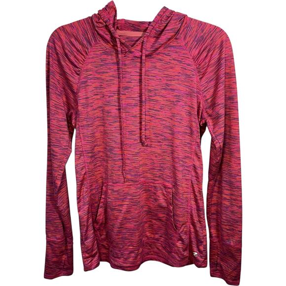 Energy Zone Tops - Space Dye Pink Pullover Hoodie Womens S Thumbholes Athletic Running Top Gym